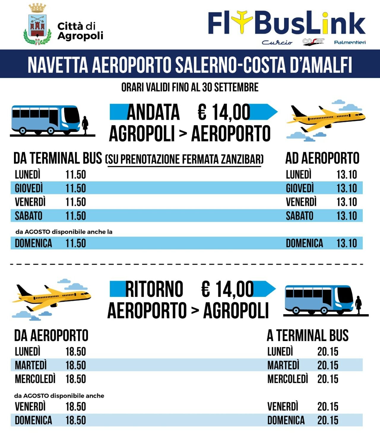 Autobus Navetta per lo scalo aeroportuale 'Salerno - Costa d'Amalfi'